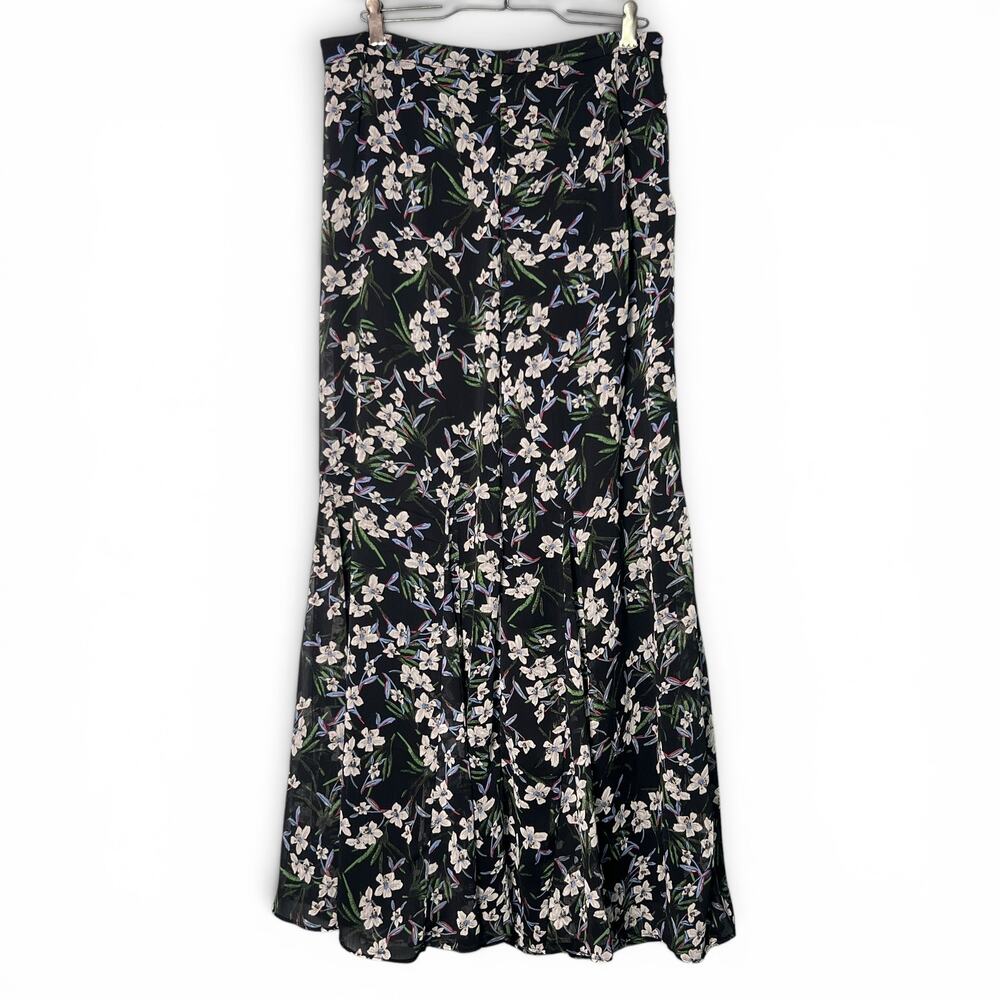 Banana Republic Floral Maxi Skirt Sz 4 Romantic Floral Cottage Boho Dark Fairy